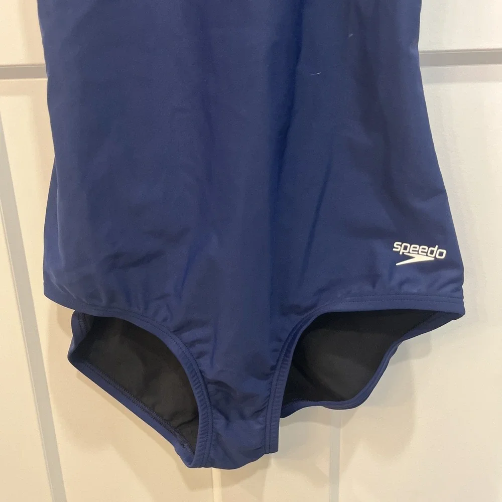 Speedo Women's Ultra Back Long One‎ Piece Swimsuit Navy Blue Sz 6L